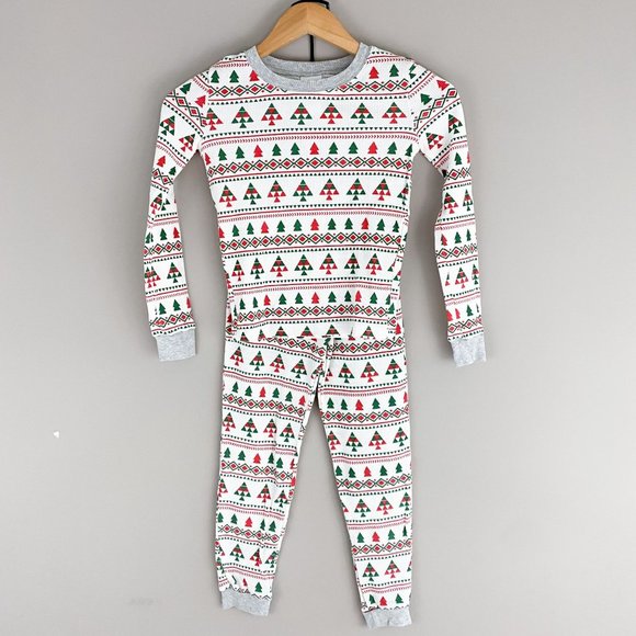 Nordstrom Christmas Tree 2 Piece Thermal Pajamas Red Green White size 10 - Picture 1 of 4